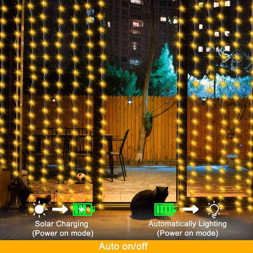 300 LED Solar Curtain Lights – Outdoor Waterproof Fairy Lights(8 modes)