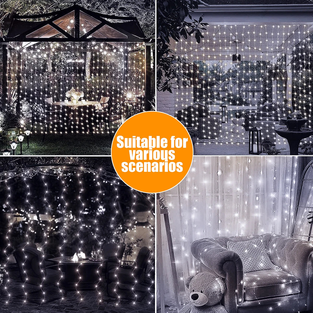 300 LED Solar Curtain Lights – Outdoor Waterproof Fairy Lights(8 modes)