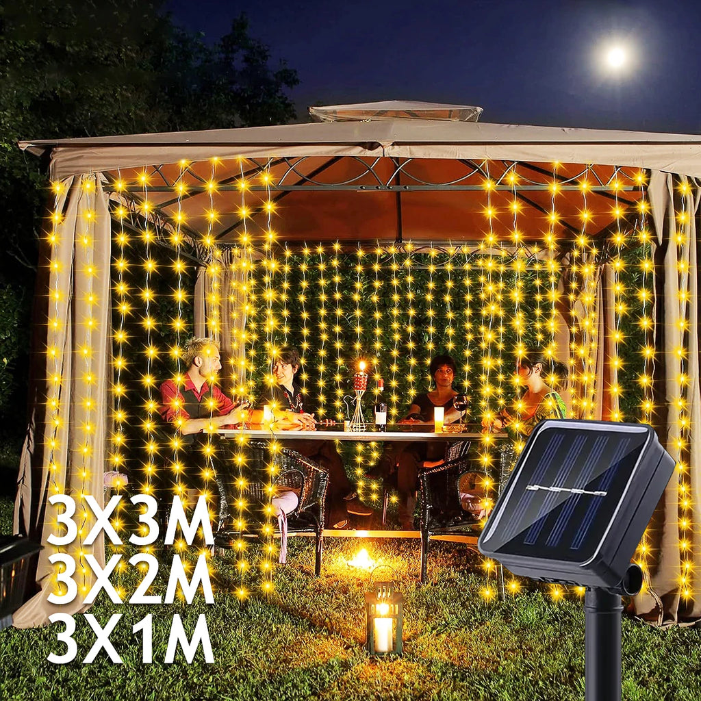 300 LED Solar Curtain Lights – Outdoor Waterproof Fairy Lights(8 modes)
