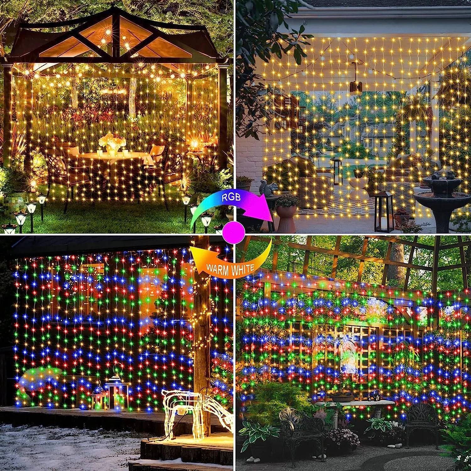 300 LED Solar Curtain Lights – Outdoor Waterproof Fairy Lights(8 modes)