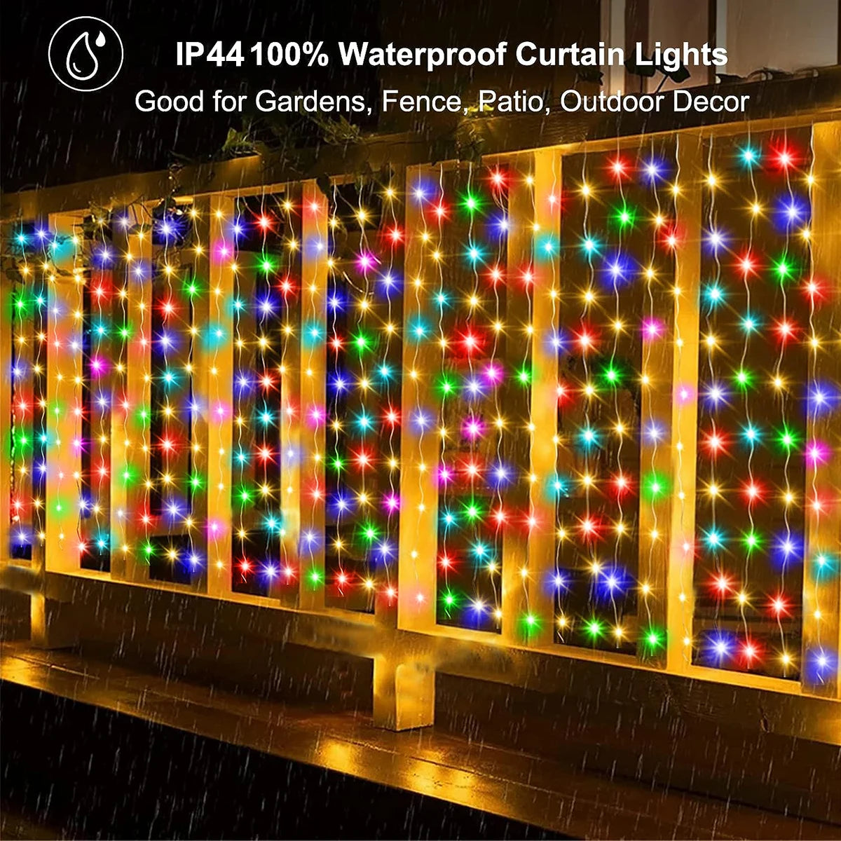 300 LED Solar Curtain Lights – Outdoor Waterproof Fairy Lights(8 modes)