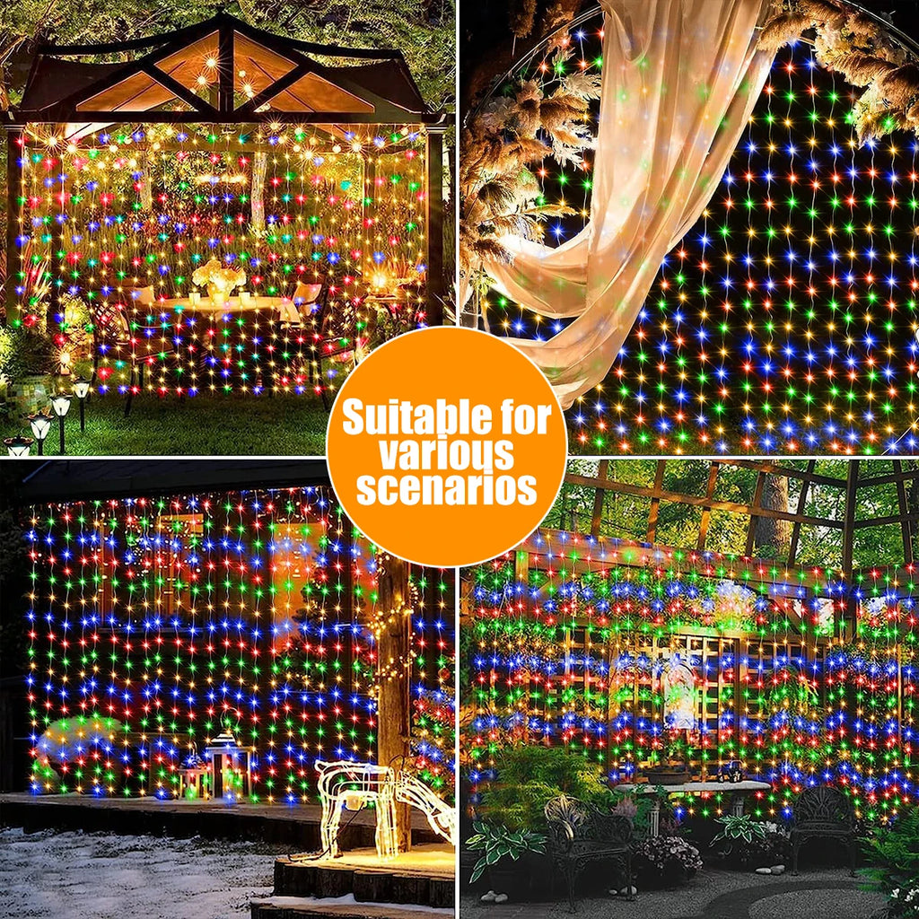300 LED Solar Curtain Lights – Outdoor Waterproof Fairy Lights(8 modes)