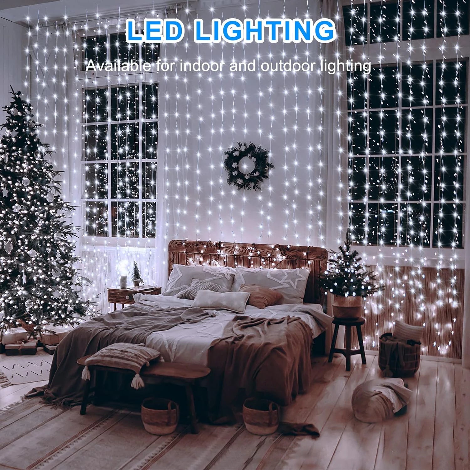 300 LED Solar Curtain Lights – Outdoor Waterproof Fairy Lights(8 modes)
