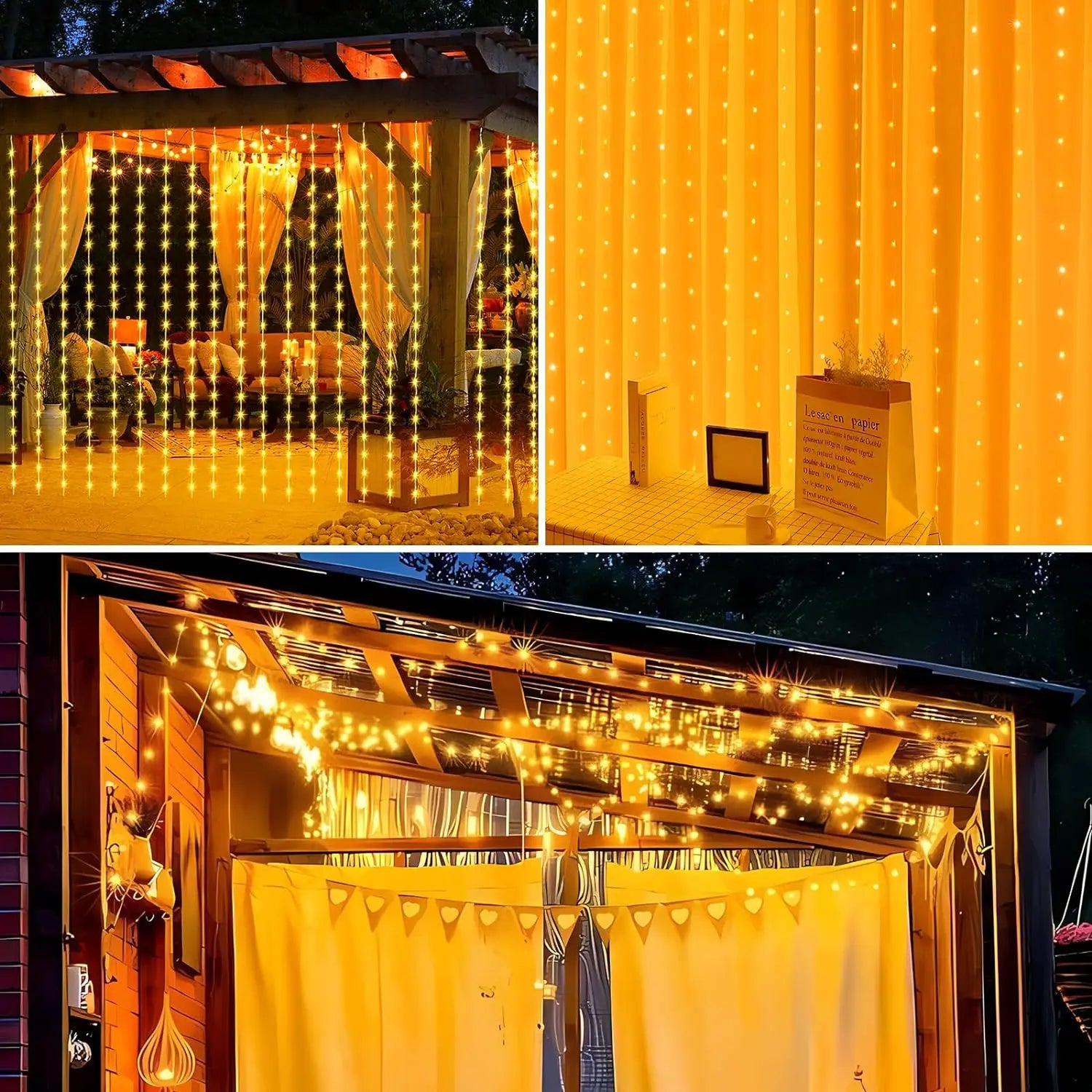 300 LED Solar Curtain Lights – Outdoor Waterproof Fairy Lights(8 modes)