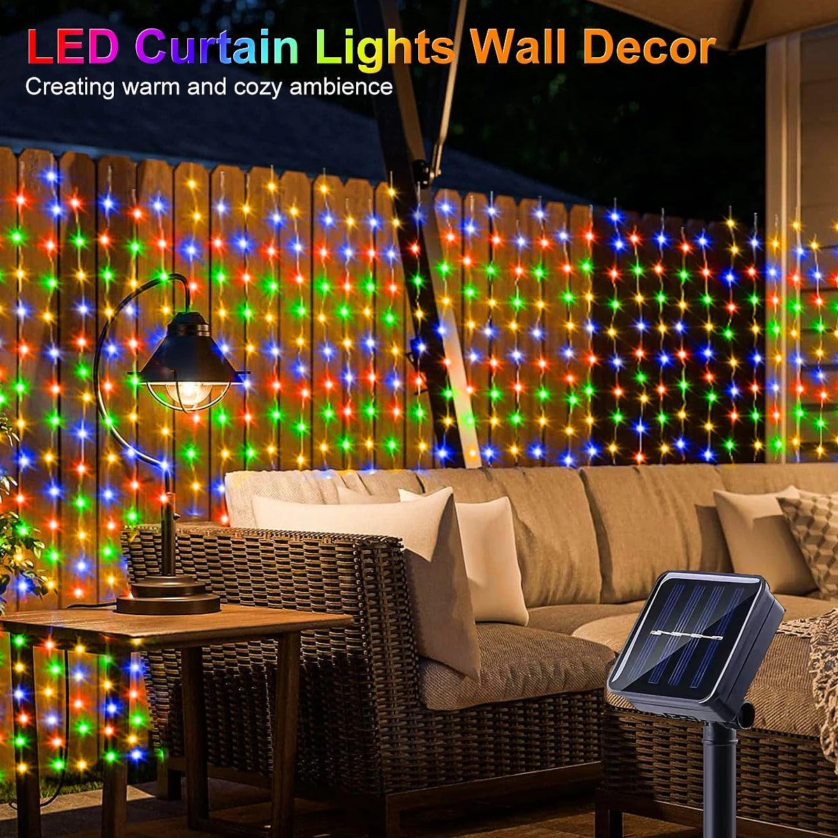 300 LED Solar Curtain Lights – Outdoor Waterproof Fairy Lights(8 modes)