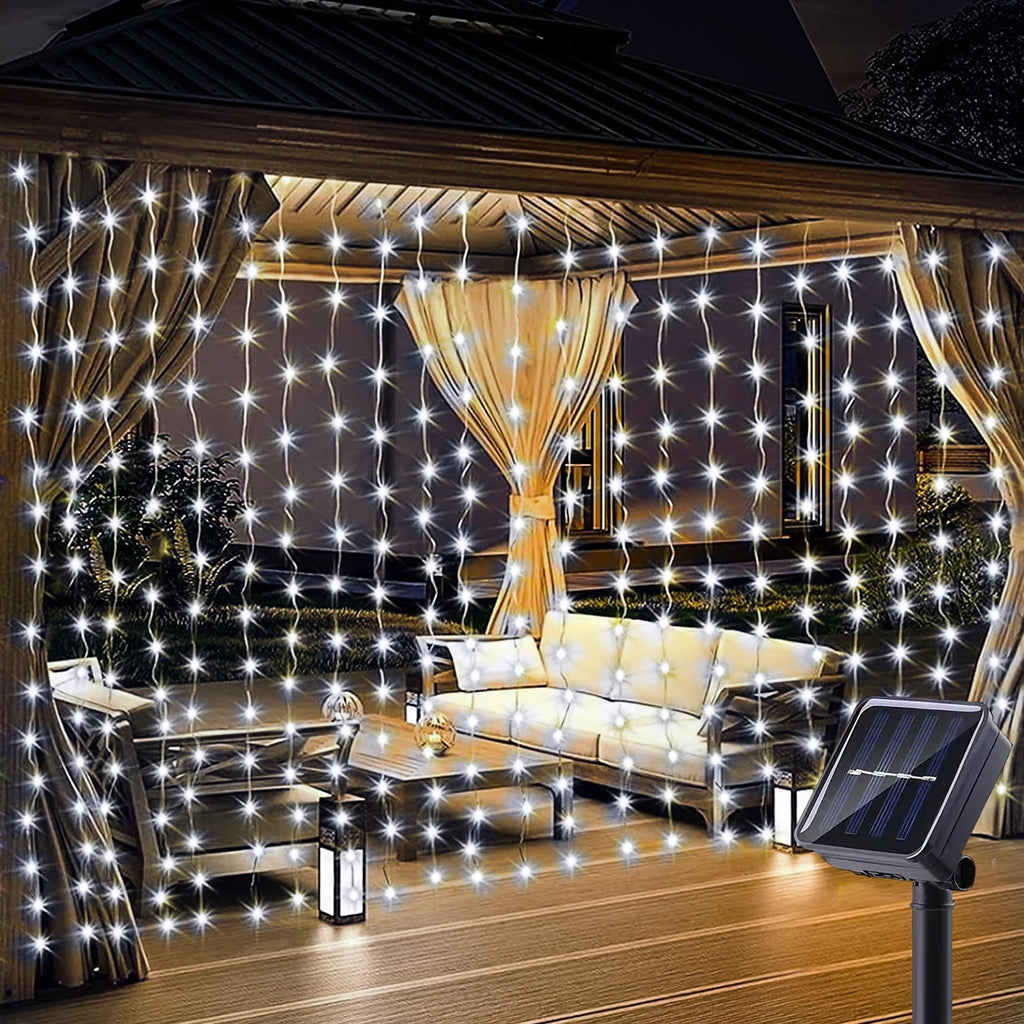 300 LED Solar Curtain Lights – Outdoor Waterproof Fairy Lights(8 modes)